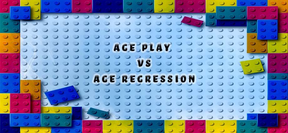 age play vs age regression thumbnail with blocks around the edges 