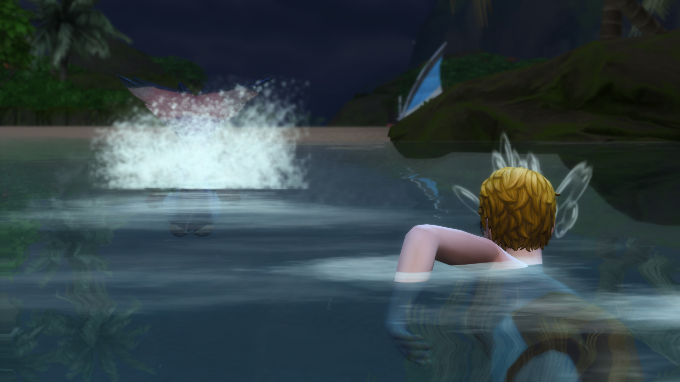 Winston follows the Mermaid to shore.